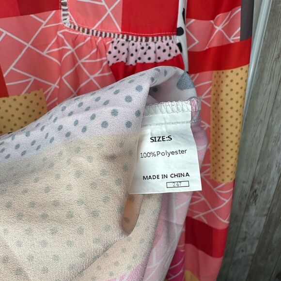 Red Patchwork Spotted Blouse - Picture 6 of 6